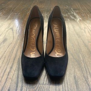 Sam Edelman Black Suede Square Toe Pumps